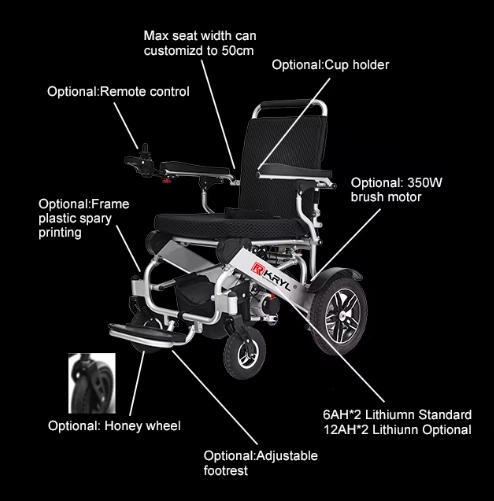 High Quality Portable Aluminum Alloy Electric Wheelchair Foldable Design