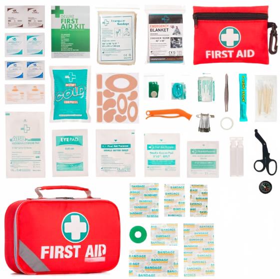 First Aid Emergency Kit Red Workplace First Aid Kit for Travel Vehicle Outdoor 2