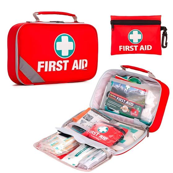 First Aid Emergency Kit Red Workplace First Aid Kit for Travel Vehicle Outdoor