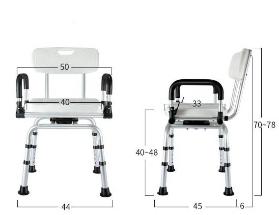Folding Aluminum Alloy Shower Chair Rotating Ajustable Bathroom Chair for Elderly 3