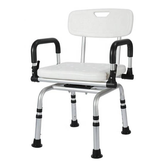 Folding Aluminum Alloy Shower Chair Rotating Ajustable Bathroom Chair for Elderly