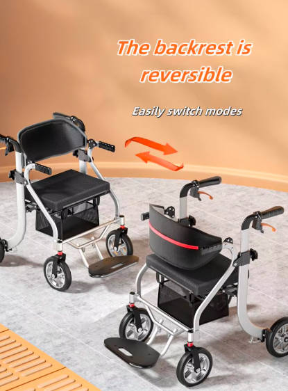 Folding Walker With Shopping Bag Aluminum Walker for Handicapped Elderly 3