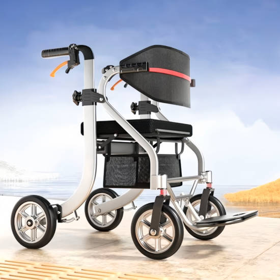 Folding Walker With Shopping Bag Aluminum Walker for Handicapped Elderly